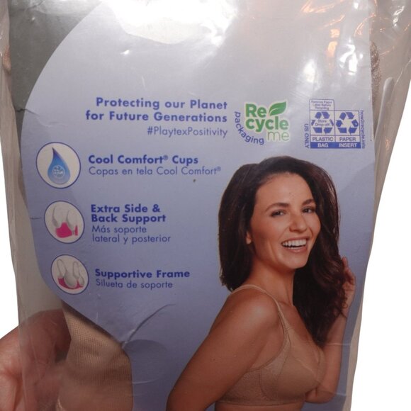 NIP Playtex 18 Hour Smoothing Wireless Bra with Cool Comfort 46DD Nude Seamless - Picture 6 of 11